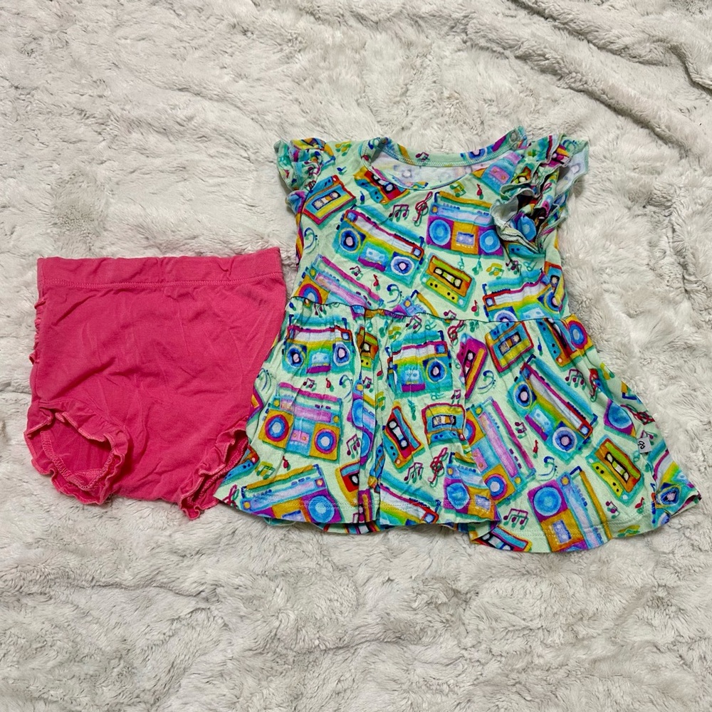 Birdie bean Jesse peplum top with ruffle shorties. Size 12-18 months.